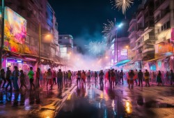 巴西全国多地闪亮之夜，电力舞会还是夜间奇观？