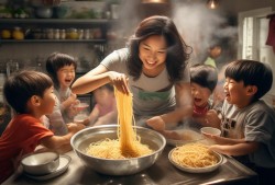 三宝妈带四娃挑战一碗面传奇，续面如潮，笑料百出！