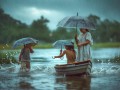 雨中母子三人的驱赶风波