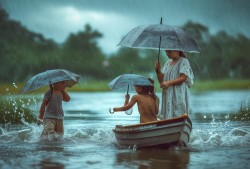 雨中母子三人的驱赶风波