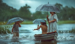 雨中母子三人的驱赶风波