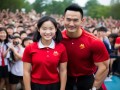 全红婵开学首日，与飞人苏炳添同框，体育界最萌身高差引爆校园热潮！