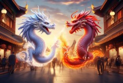京城奇观，晚高峰的双龙戏珠—白龙赤龙共舞长安街