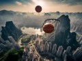 重庆奇景，无人机版库里远投入筐，科技与自然的完美碰撞