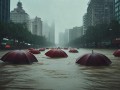 成都暴雨大作战，雨伞成舟，城市变泽国
