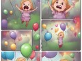 气球爆炸的惊喜，小女孩的欢乐与惊吓瞬间