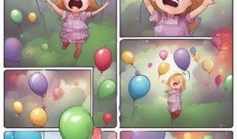 气球爆炸的惊喜，小女孩的欢乐与惊吓瞬间