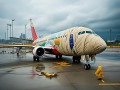 深圳奇观飞机变身木乃伊，深圳机场上演五花大绑防台风大戏！