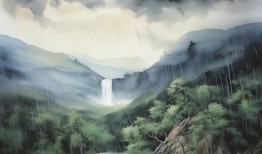 局部暴雨全景，一场自然界的水墨画