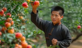 霍氏八极拳新传人，爸爸用铁山靠为孩子摘杏，网友直呼这波操作太硬核