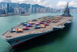 山东舰航母‘空降’香港，舰载机齐聚维多利亚港，这波操作，港’味十足！