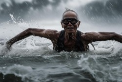 硬核大爷珠江泳士，台风天里，他以泳姿征服自然，笑对风雨！