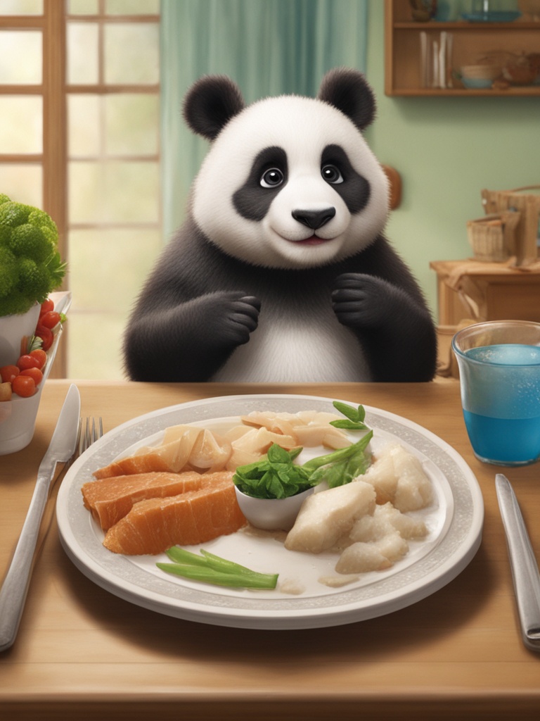 熊猫福宝，餐桌上的摇滚巨星！连耳朵都在打拍子的美食评论家