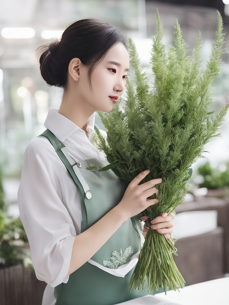 艾草花束，长沙花店的新绿富翁