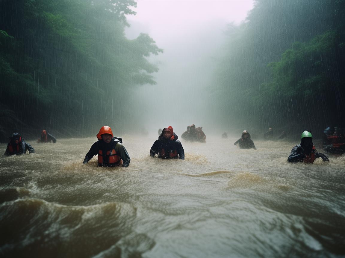 直击湖北咸丰暴雨内涝现场，雨中的水帘洞大冒险