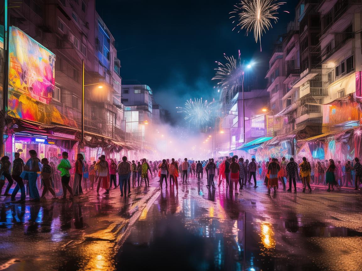 巴西全国多地闪亮之夜，电力舞会还是夜间奇观？