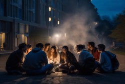 高校宿舍楼下的烟雾缭绕与学生的吐槽大作战
