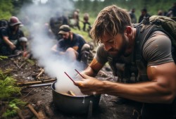 荒野求生赛，烧红泥土治拉肚子？这波操作我服！