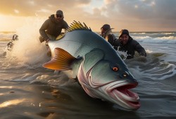 巨鱼出没！渔民捕获160斤石斑鱼王，众人合力拖上岸