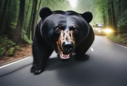 吉林熊出没，女子驾车不慎撞上黑熊，惊险一幕引热议