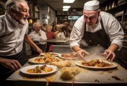 餐盘惊魂，大爷不慎打翻，老板秒变厨艺救星