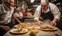 餐盘惊魂，大爷不慎打翻，老板秒变厨艺救星