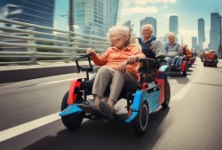 电动轮椅飙车高速，大爷大妈们的速度与激情