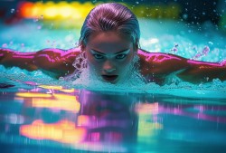 万乐天，50米仰泳赛场上的水中飞鱼