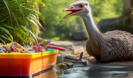 动物园鸵鸟解锁新技能，垃圾桶里的奇妙探险